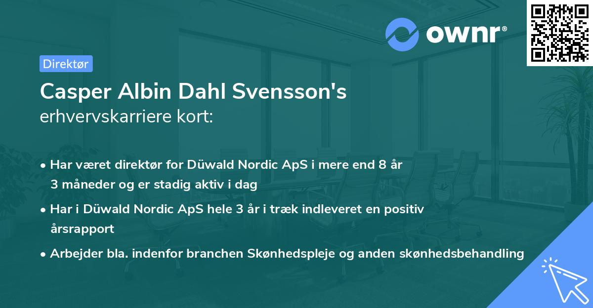 Casper Albin Dahl Svensson's erhvervskarriere kort