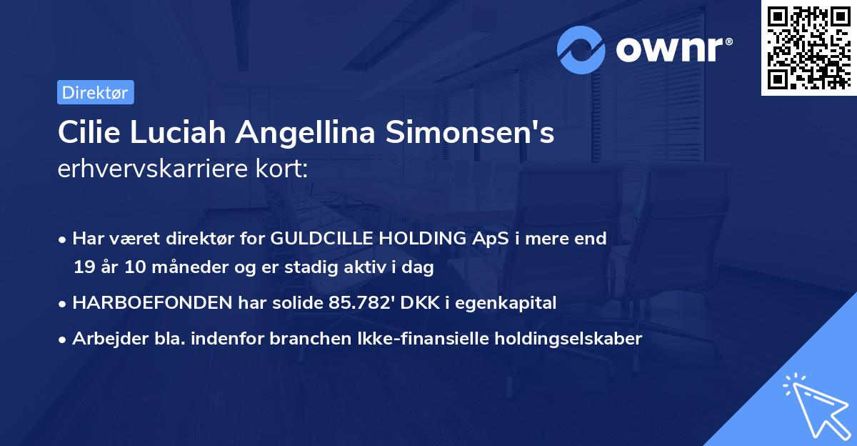 Cilie Luciah Angellina Simonsen's erhvervskarriere kort