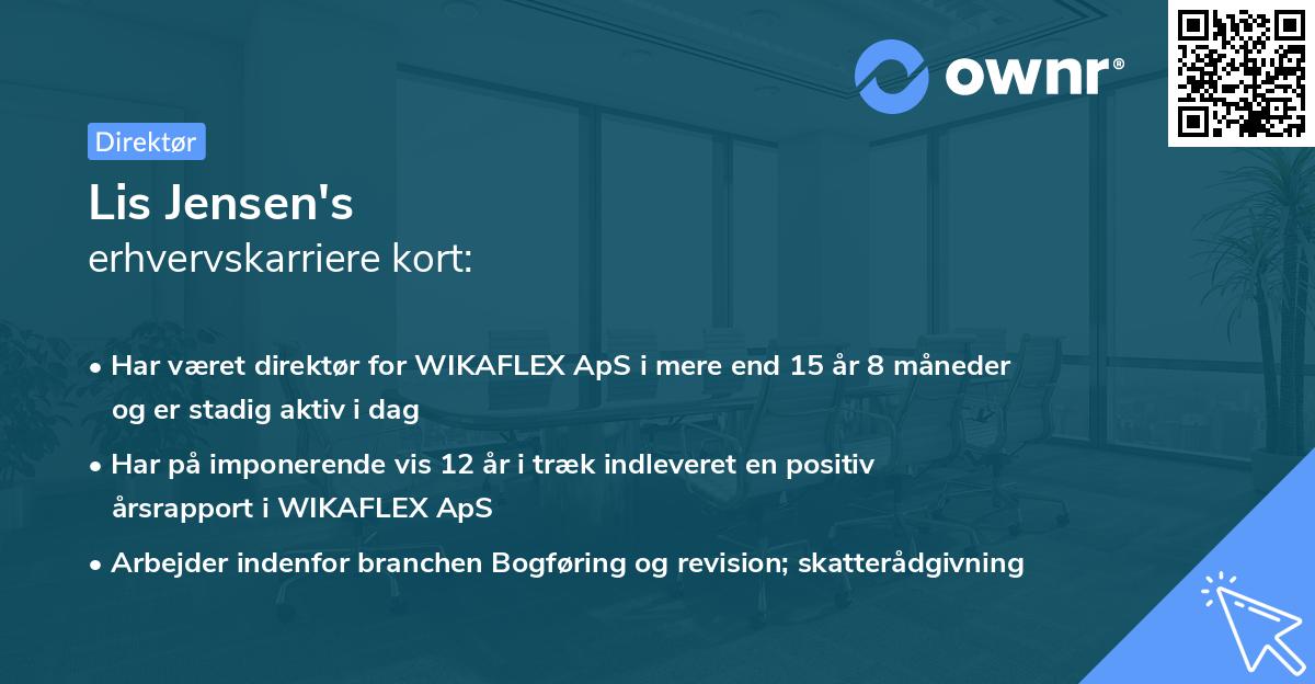 Lis Jensen's erhvervskarriere kort
