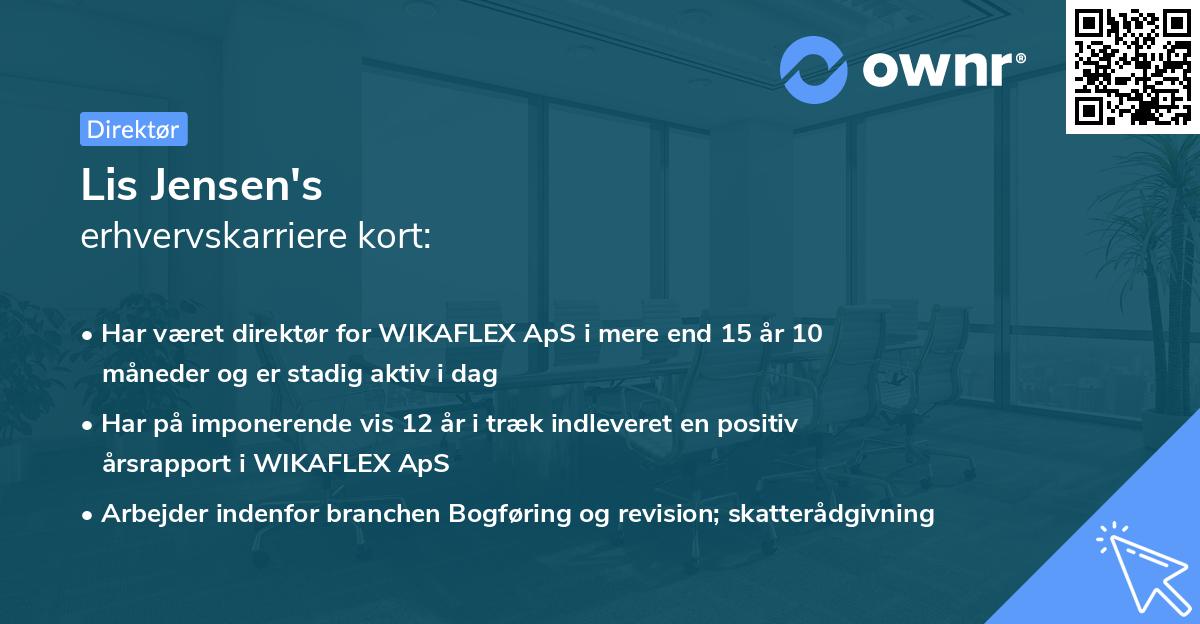 Lis Jensen's erhvervskarriere kort