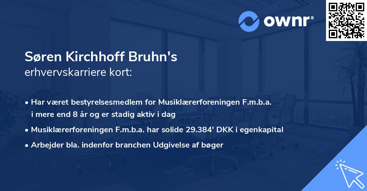 Søren Kirchhoff Bruhn's erhvervskarriere kort