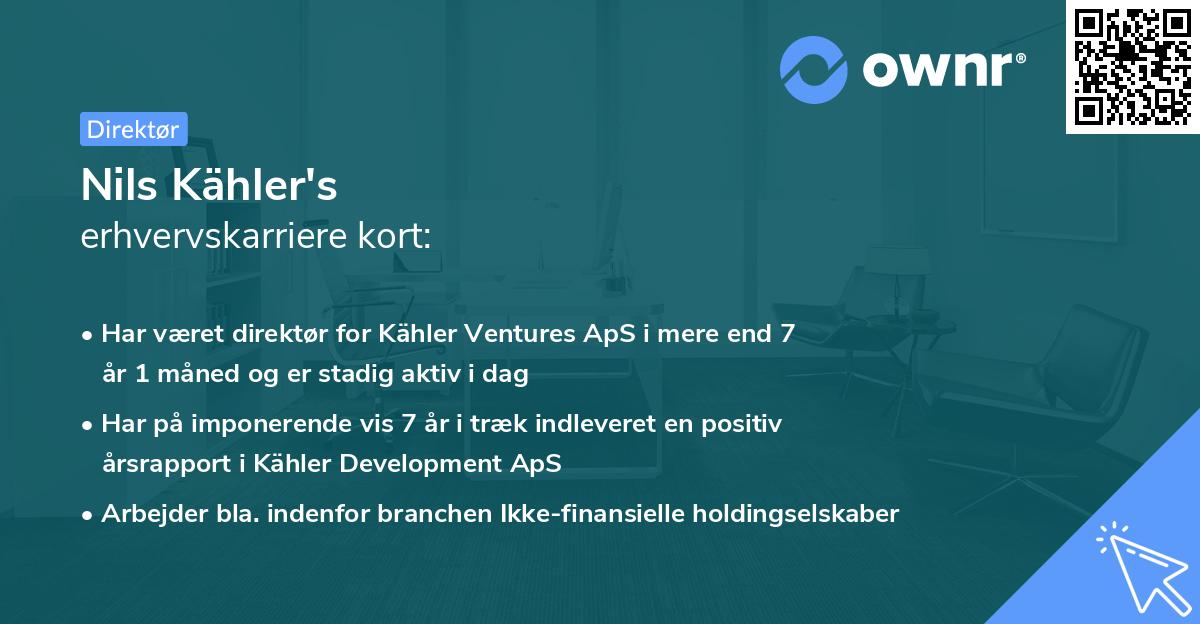 Nils Kähler's erhvervskarriere kort