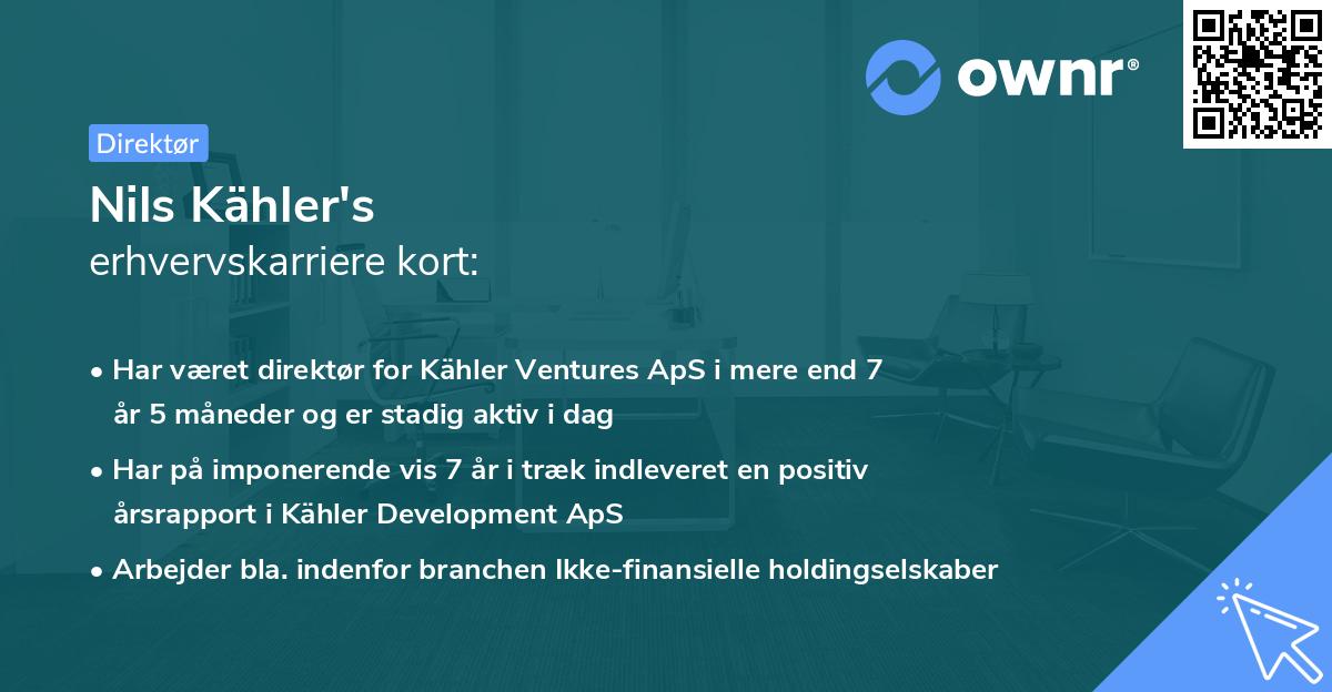 Nils Kähler's erhvervskarriere kort