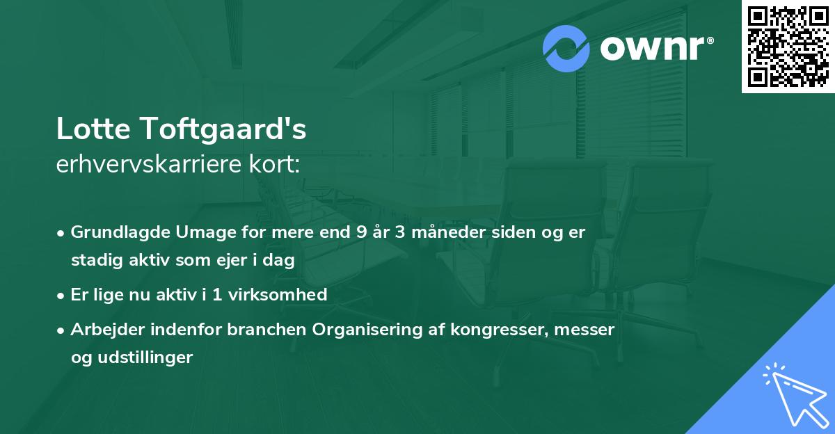 Lotte Toftgaard's erhvervskarriere kort