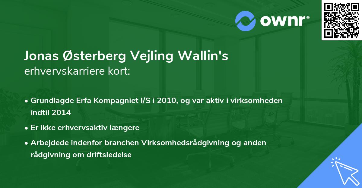 Jonas Østerberg Vejling Wallin's erhvervskarriere kort