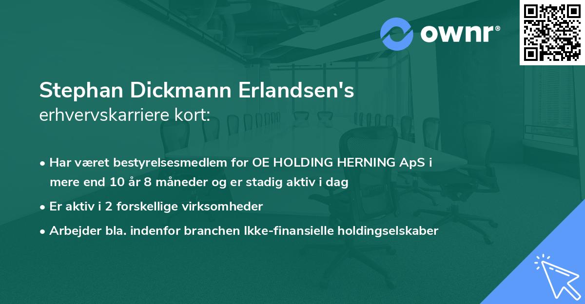 Stephan Dickmann Erlandsen's erhvervskarriere kort