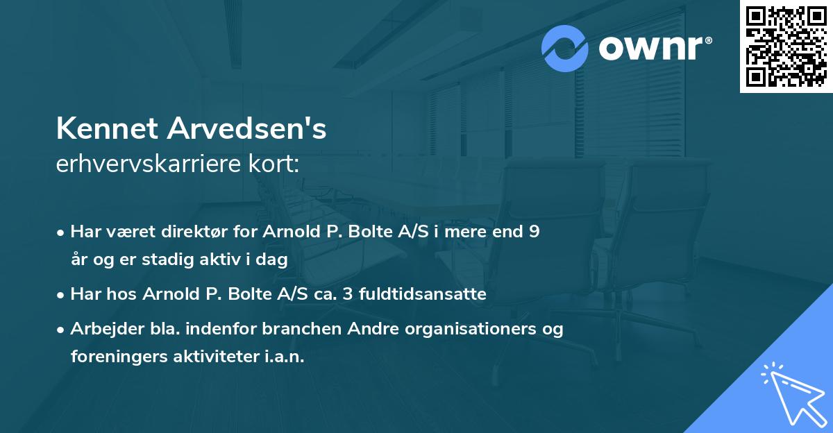 Kennet Arvedsen's erhvervskarriere kort