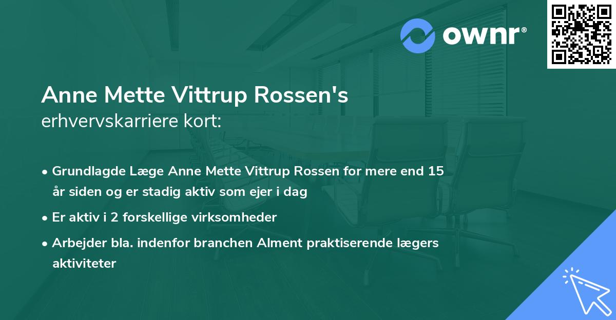 Anne Mette Vittrup Rossen's erhvervskarriere kort