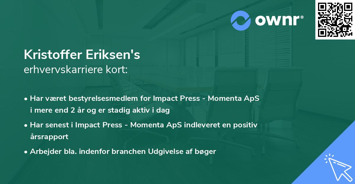 Kristoffer Eriksen's erhvervskarriere kort