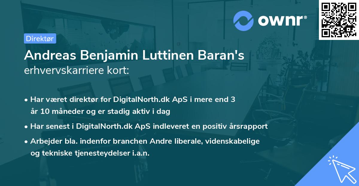 Andreas Benjamin Luttinen Baran's erhvervskarriere kort