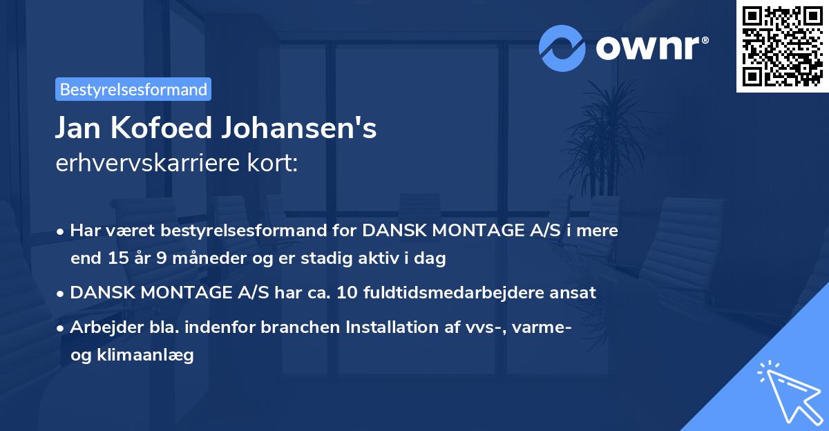 Jan Kofoed Johansen's erhvervskarriere kort
