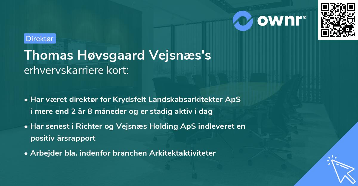 Thomas Høvsgaard Vejsnæs's erhvervskarriere kort