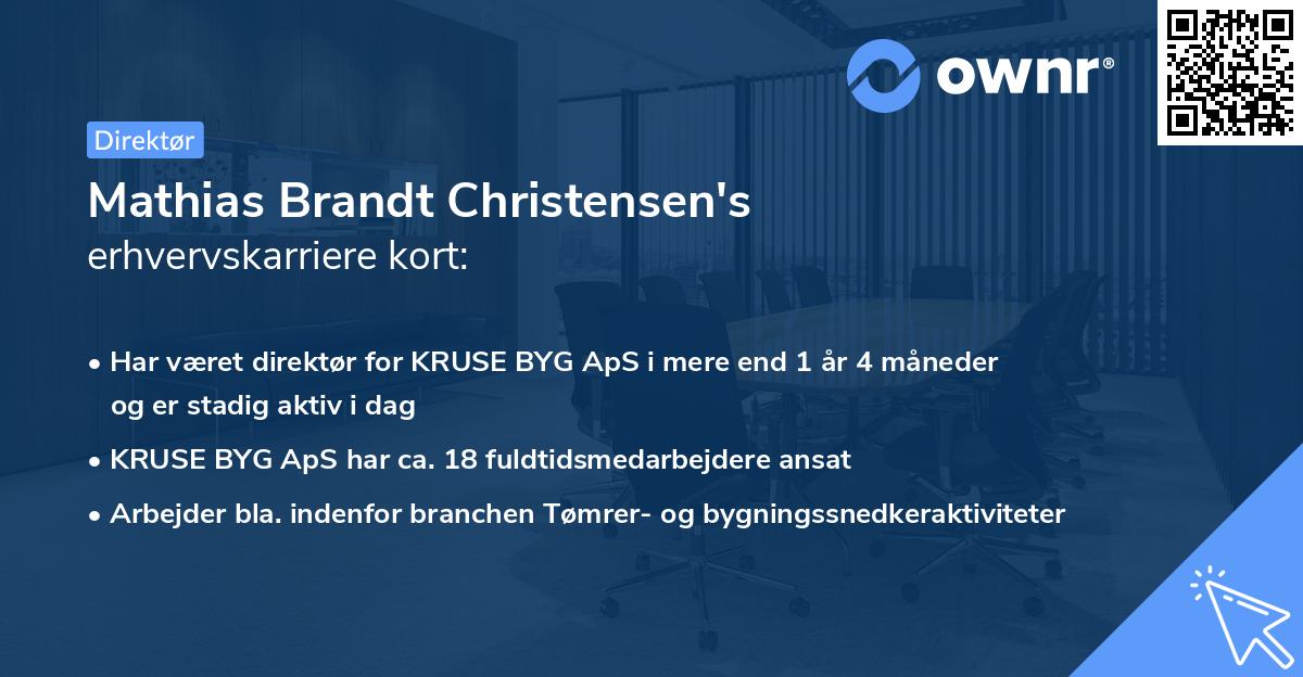 Mathias Brandt Christensen's erhvervskarriere kort