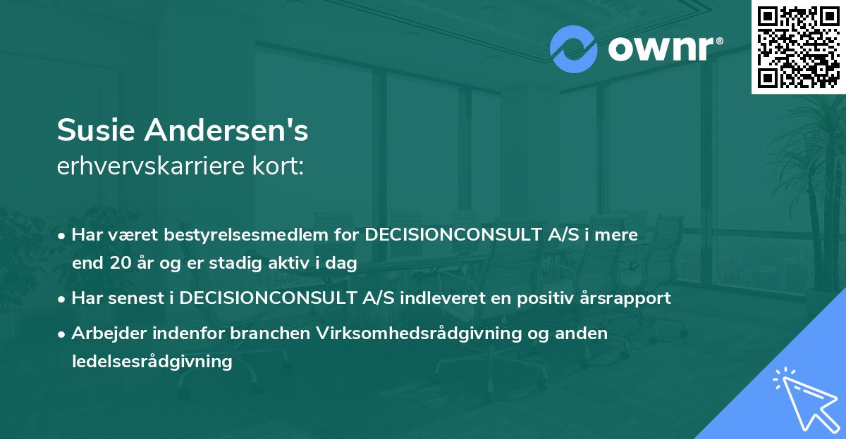 Susie Andersen's erhvervskarriere kort
