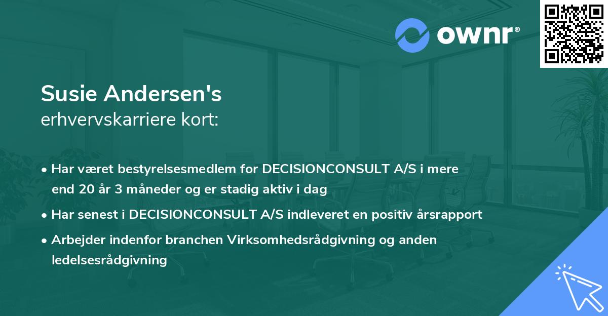 Susie Andersen's erhvervskarriere kort