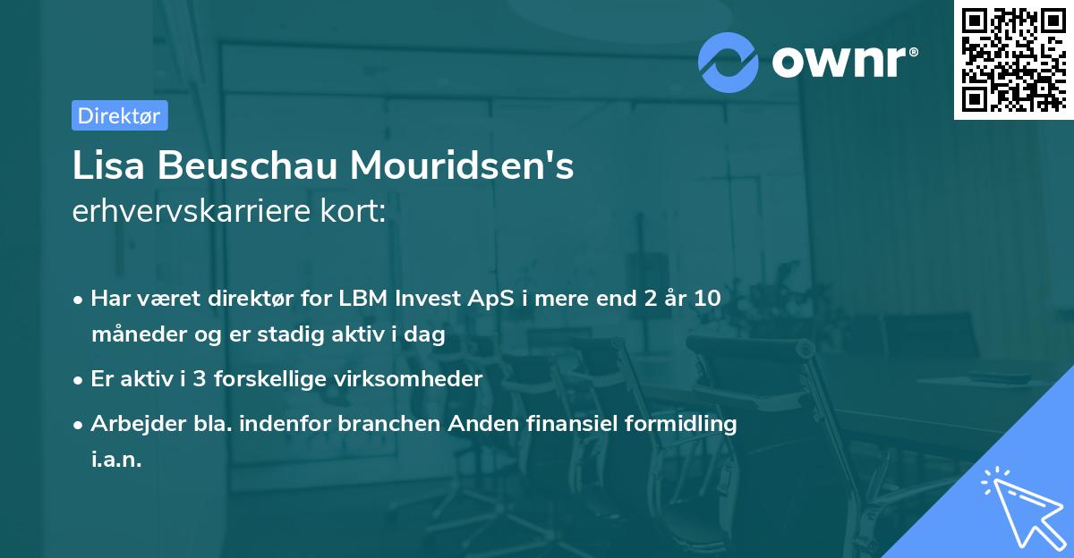 Lisa Beuschau Mouridsen's erhvervskarriere kort