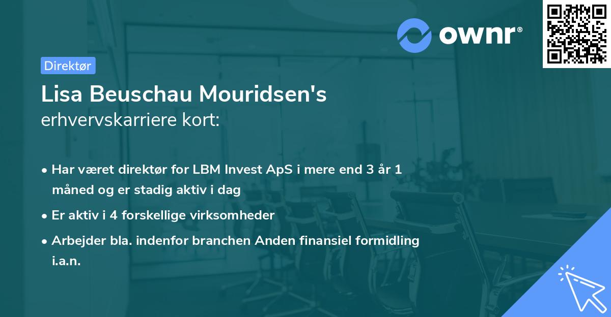 Lisa Beuschau Mouridsen's erhvervskarriere kort