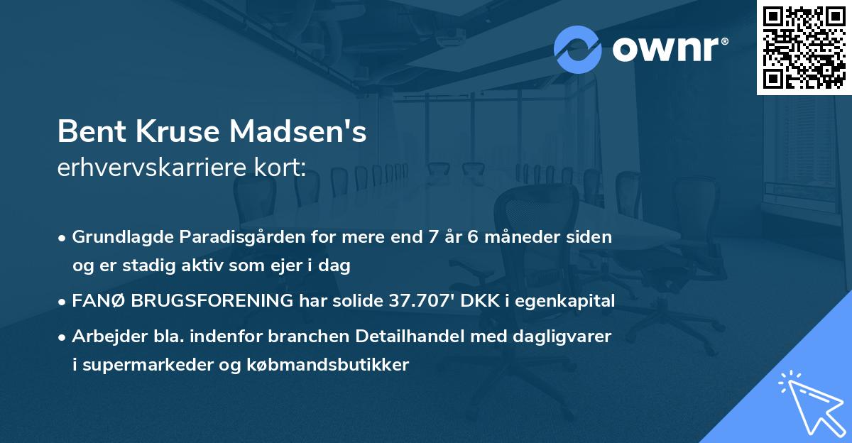 Bent Kruse Madsen's erhvervskarriere kort