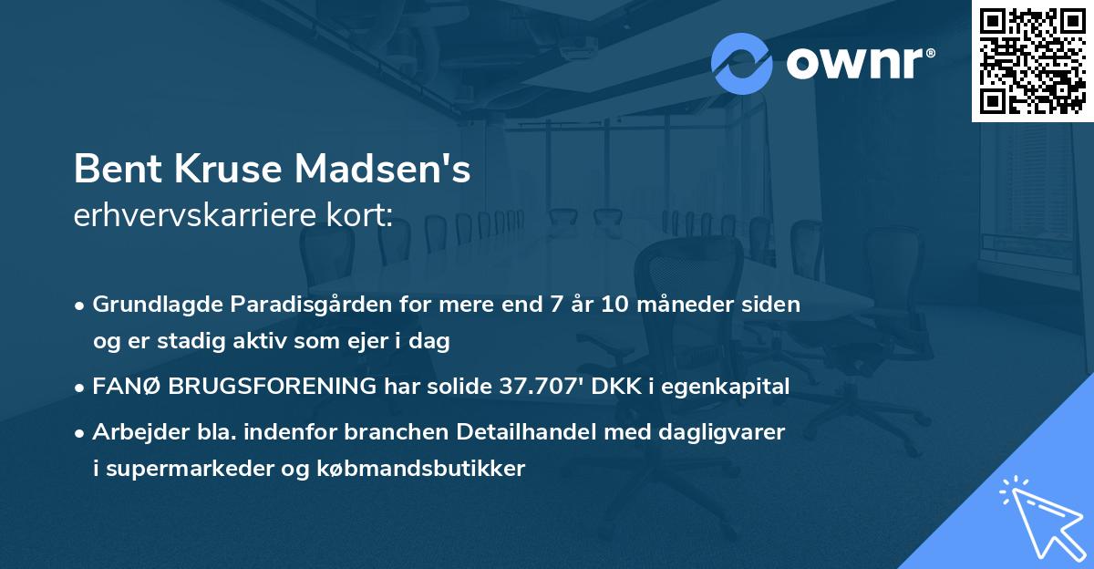 Bent Kruse Madsen's erhvervskarriere kort