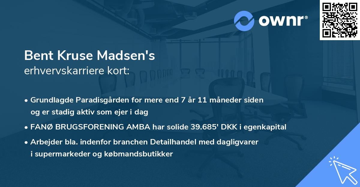 Bent Kruse Madsen's erhvervskarriere kort