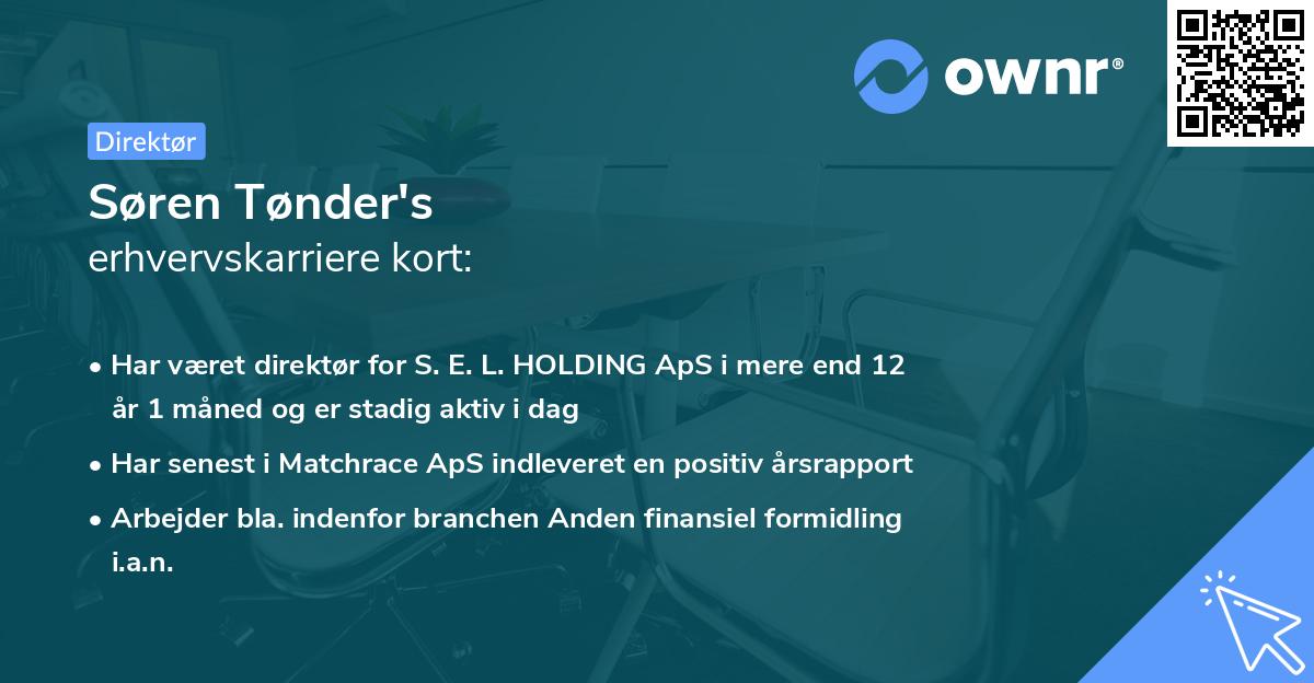 Søren Tønder's erhvervskarriere kort
