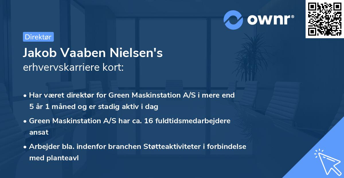 Jakob Vaaben Nielsen's erhvervskarriere kort