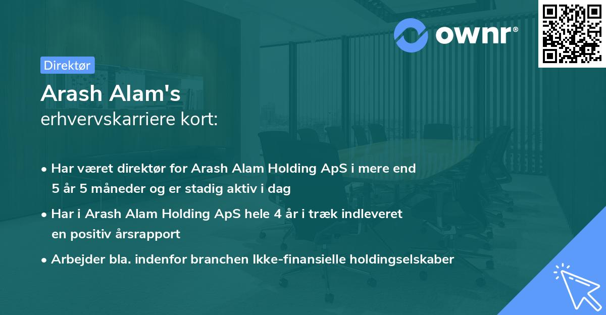 Arash Alam's erhvervskarriere kort