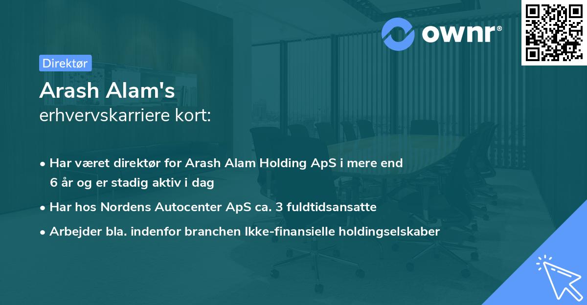 Arash Alam's erhvervskarriere kort
