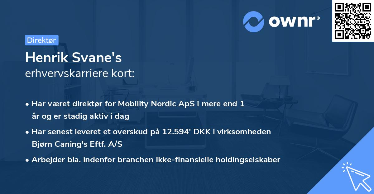 Henrik Svane's erhvervskarriere kort