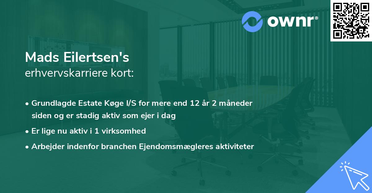 Mads Eilertsen's erhvervskarriere kort