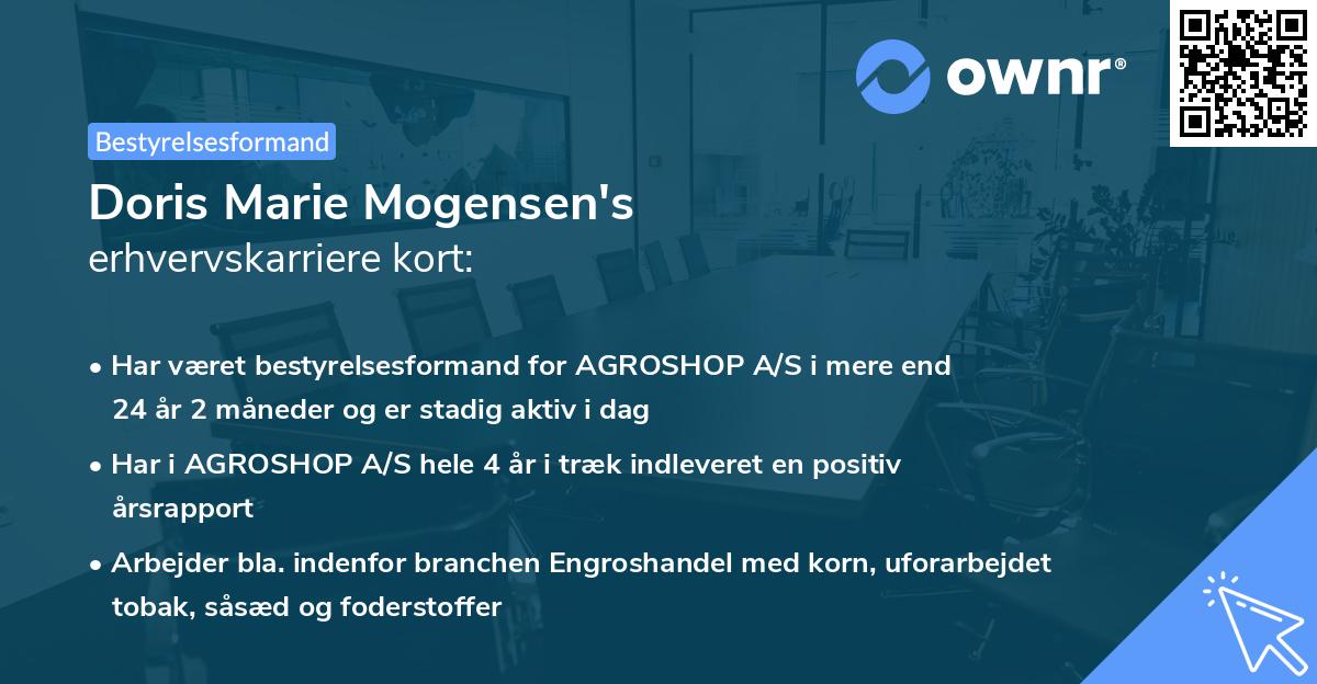 Doris Marie Mogensen's erhvervskarriere kort