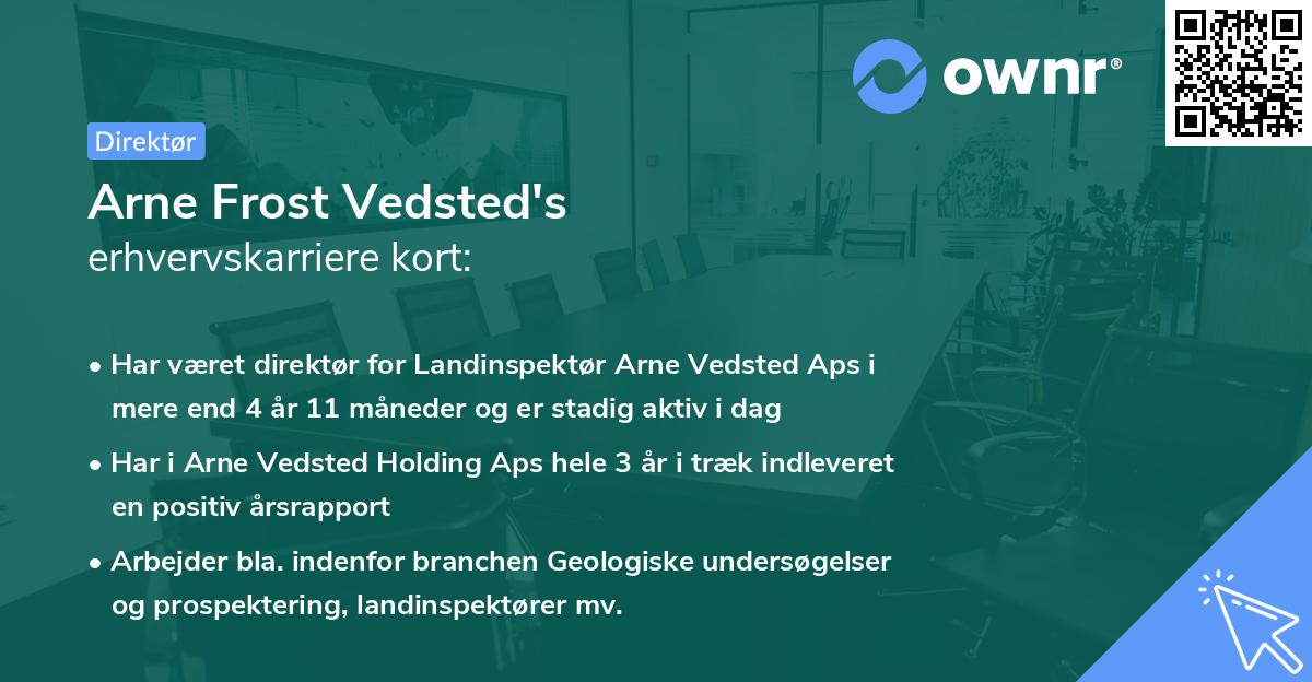 Arne Frost Vedsted's erhvervskarriere kort