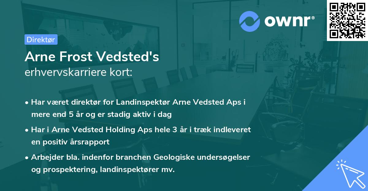 Arne Frost Vedsted's erhvervskarriere kort