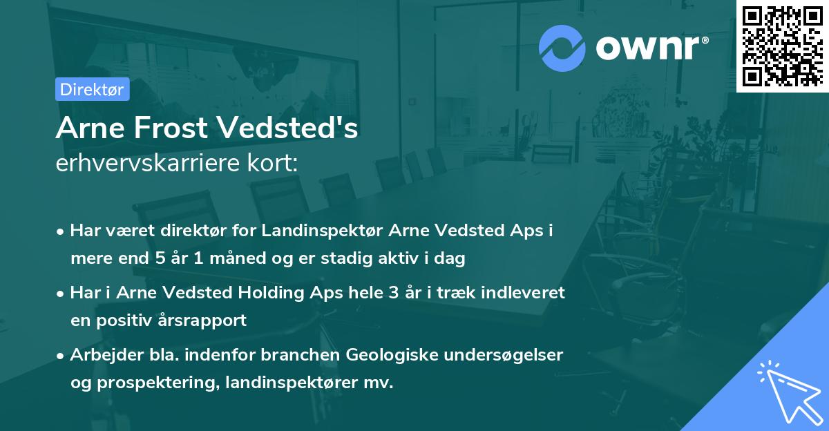 Arne Frost Vedsted's erhvervskarriere kort