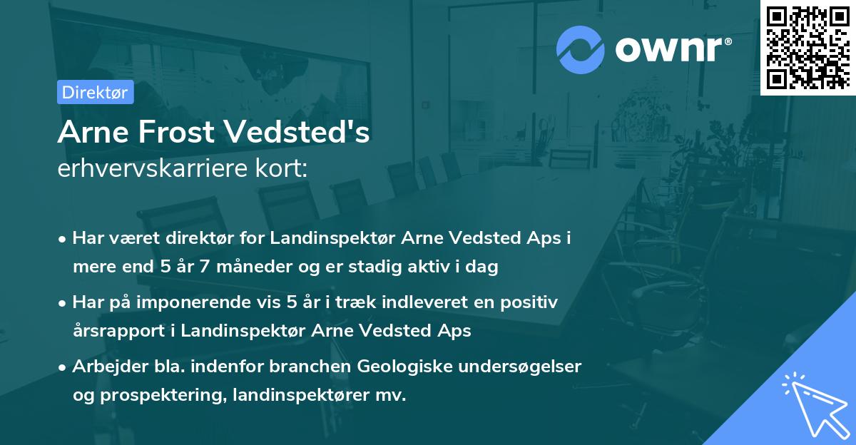 Arne Frost Vedsted's erhvervskarriere kort