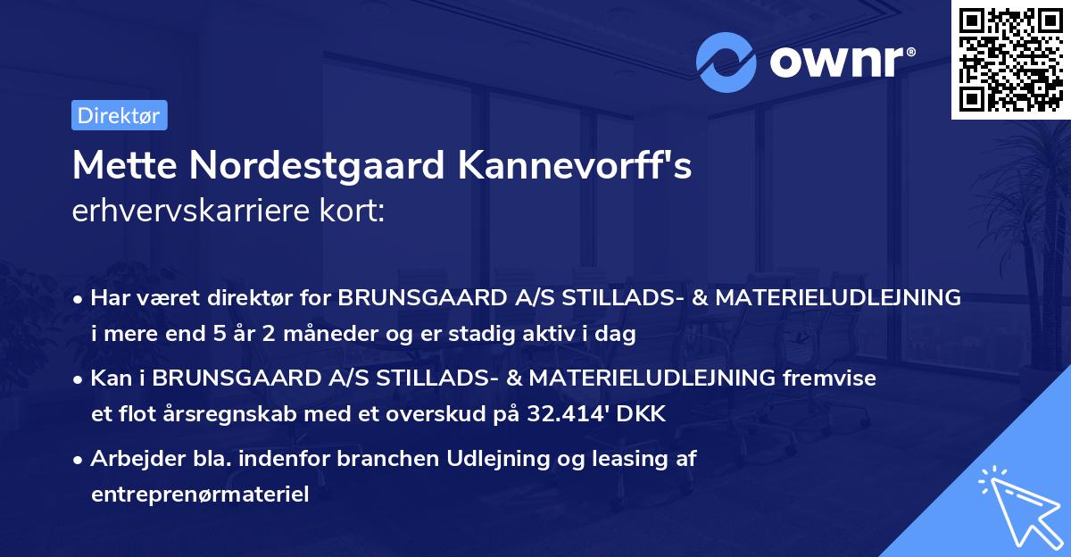 Mette Nordestgaard Kannevorff's erhvervskarriere kort