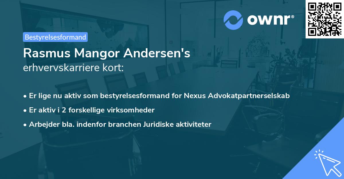 Rasmus Mangor Andersen's erhvervskarriere kort