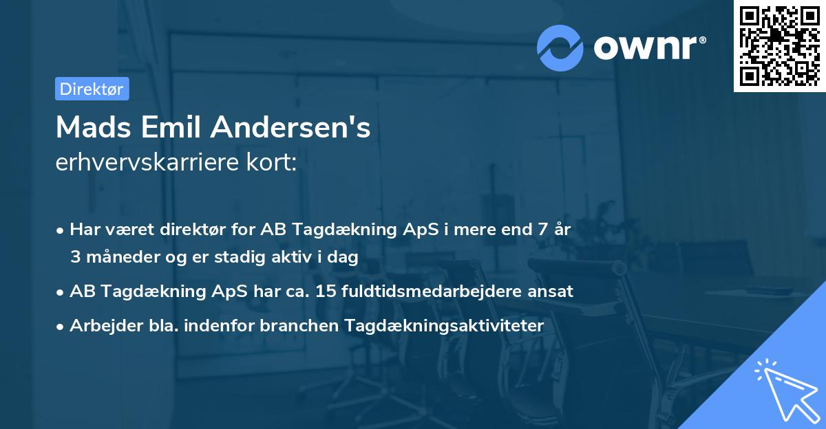 Mads Emil Andersen's erhvervskarriere kort