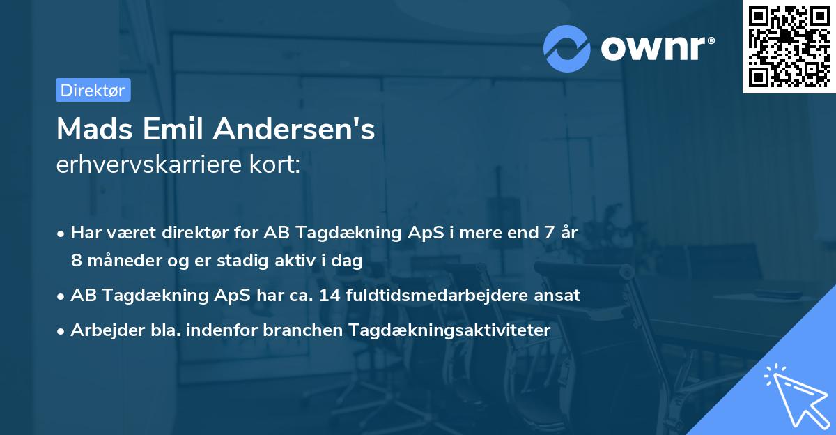 Mads Emil Andersen's erhvervskarriere kort