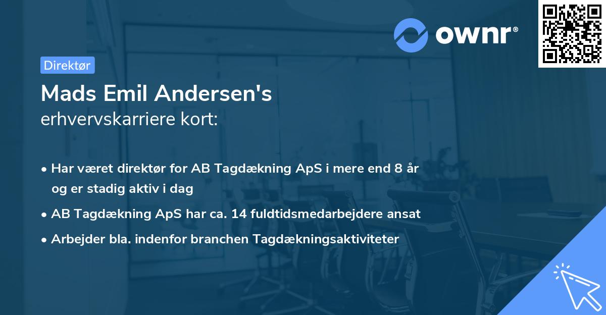 Mads Emil Andersen's erhvervskarriere kort