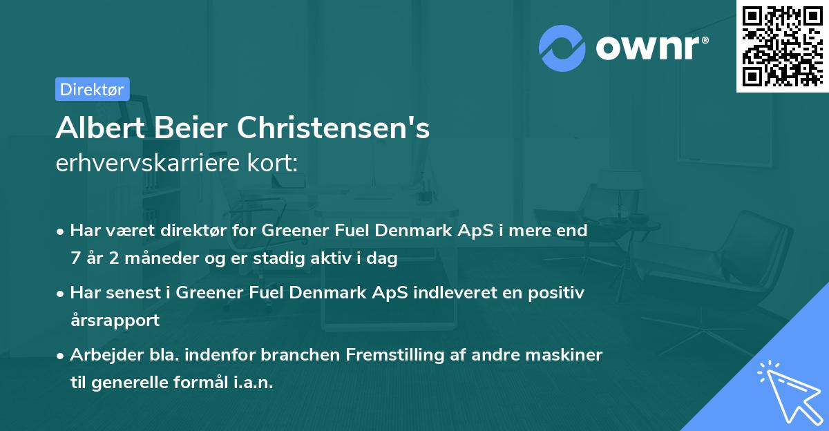 Albert Beier Christensen's erhvervskarriere kort