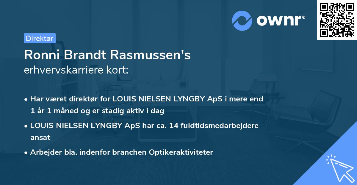 Ronni Brandt Rasmussen's erhvervskarriere kort