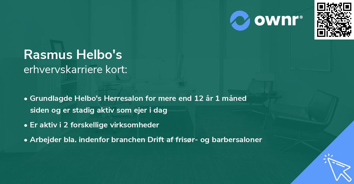 Rasmus Helbo's erhvervskarriere kort