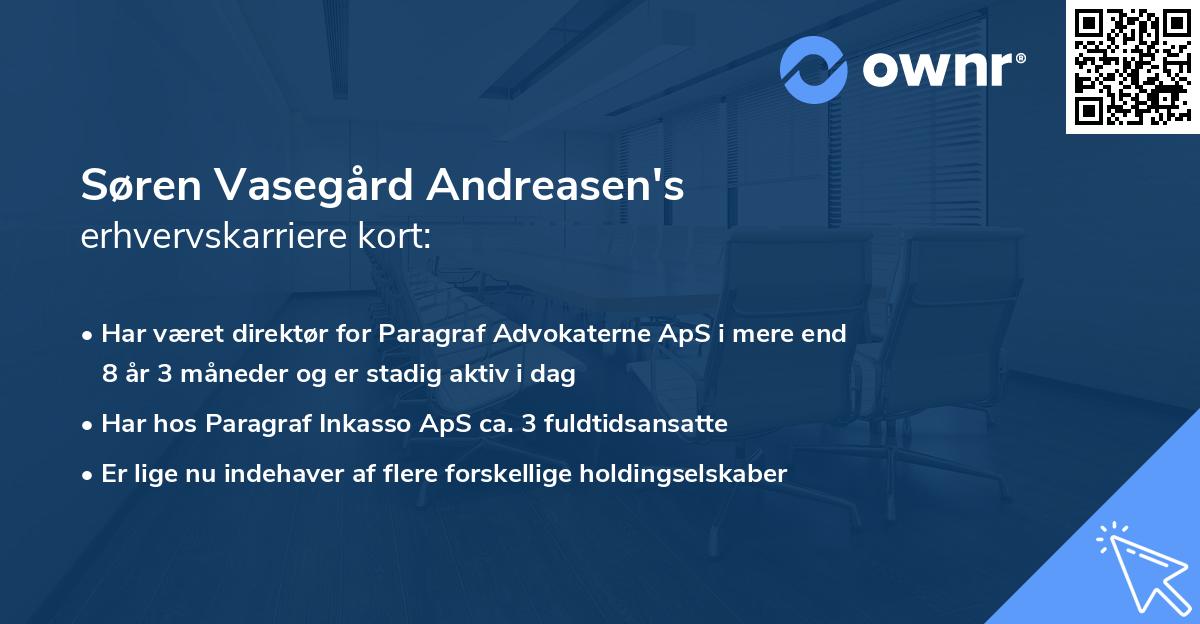Søren Vasegård Andreasen's erhvervskarriere kort