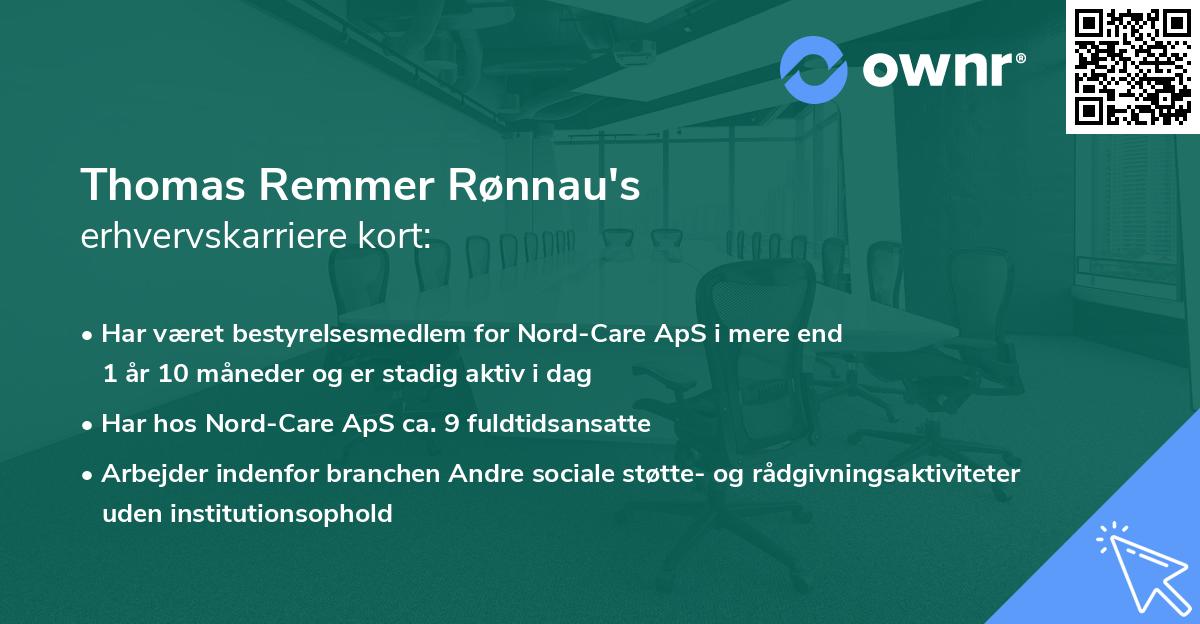 Thomas Remmer Rønnau's erhvervskarriere kort