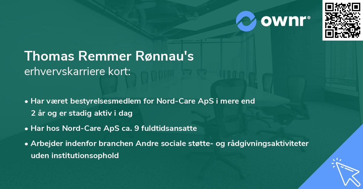 Thomas Remmer Rønnau's erhvervskarriere kort