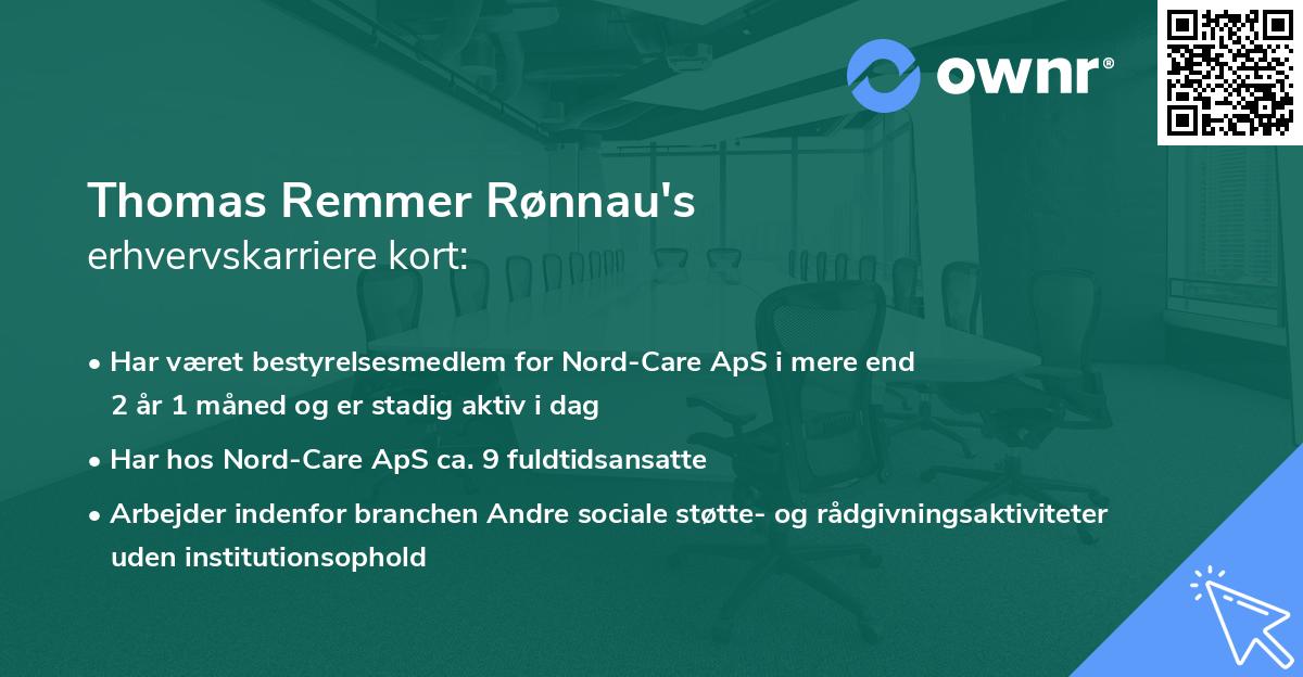 Thomas Remmer Rønnau's erhvervskarriere kort