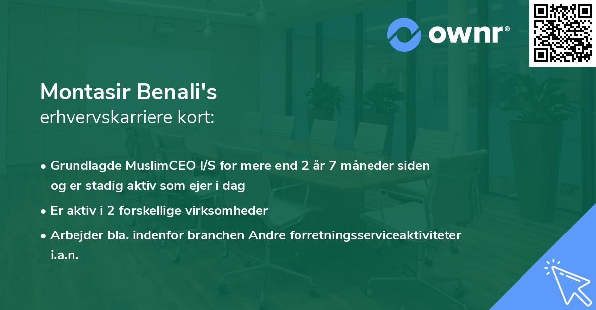 Montasir Benali's erhvervskarriere kort