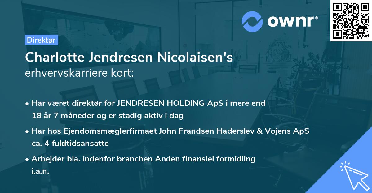 Charlotte Jendresen Nicolaisen's erhvervskarriere kort
