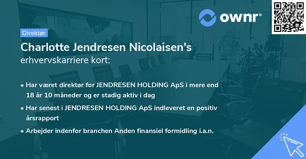 Charlotte Jendresen Nicolaisen's erhvervskarriere kort